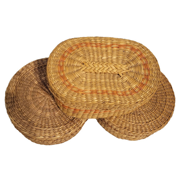 VTG Lot of 3 Oval w/stripe 2 Round Sweetgrass Natural Baskets with Lids Trinket - Picture 1 of 8